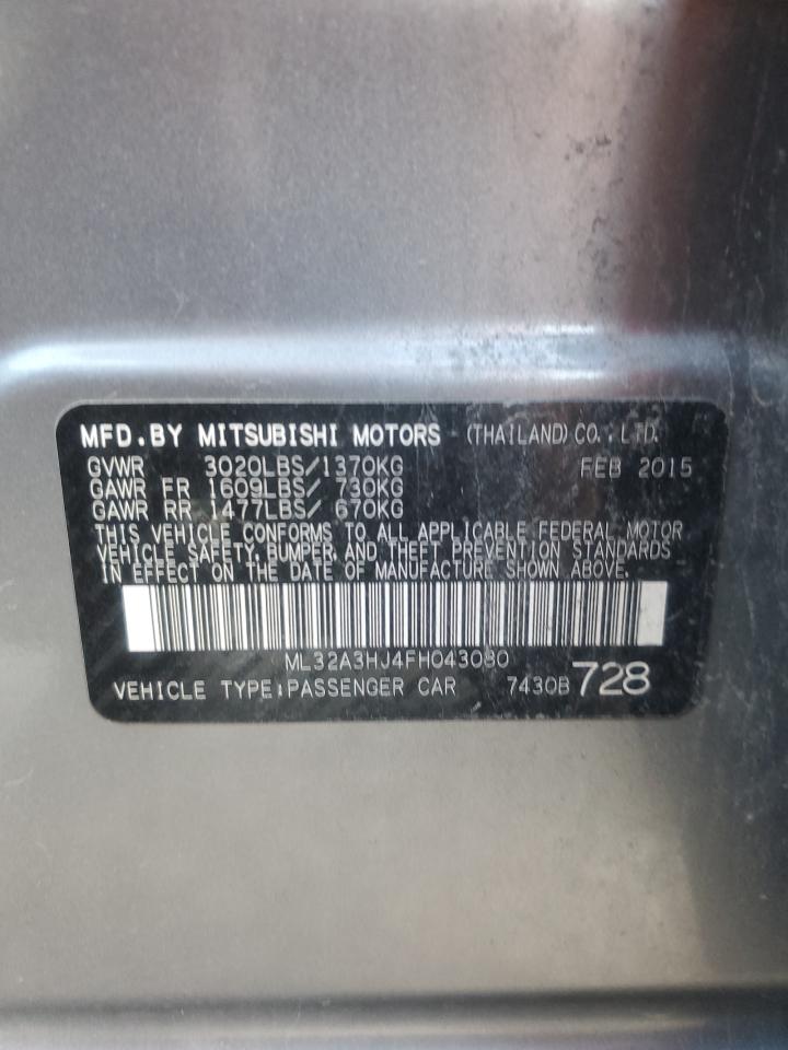 2015 Mitsubishi Mirage De VIN: ML32A3HJ4FH043080 Lot: 79004734