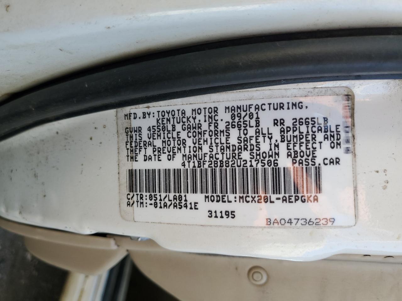 4T1BF28B82U217506 2002 Toyota Avalon Xl