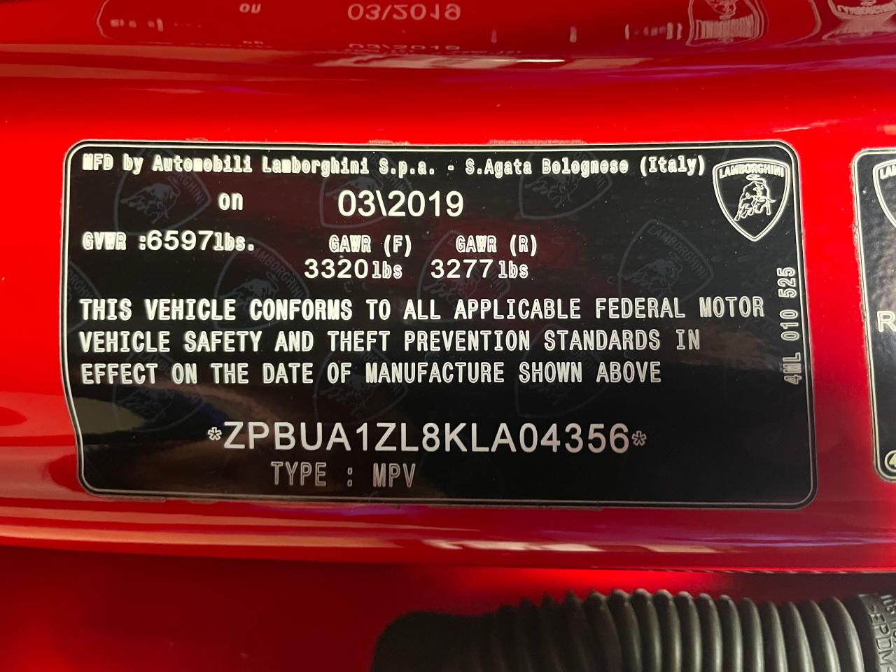 ZPBUA1ZL8KLA04356 2019 Lamborghini Urus