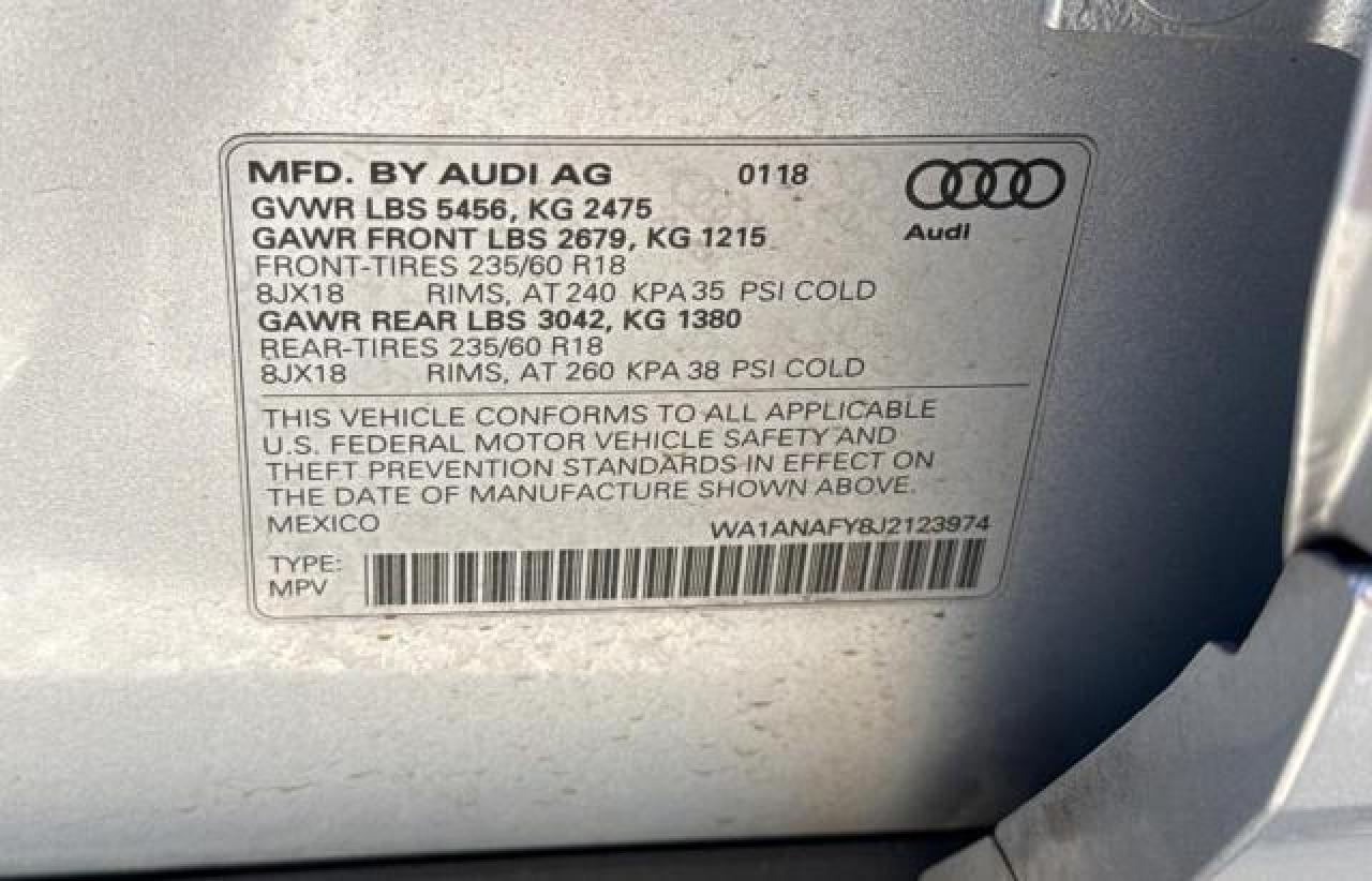 WA1ANAFY8J2123974 2018 Audi Q5 Premium