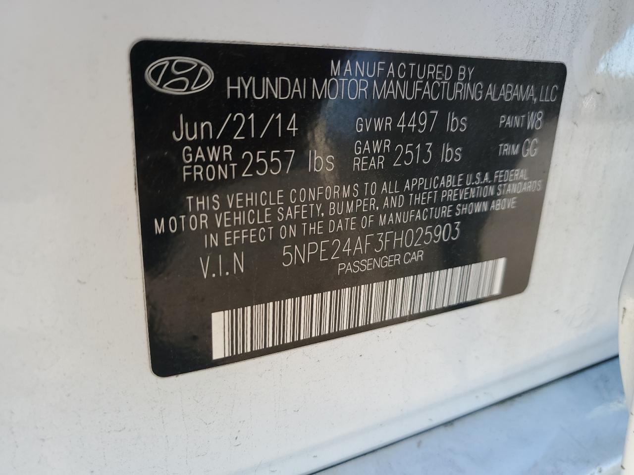 2015 Hyundai Sonata Se VIN: 5NPE24AF3FH025903 Lot: 81816314