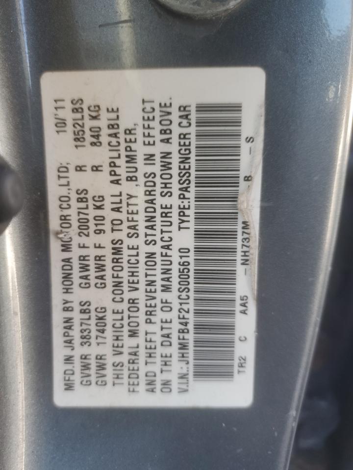 JHMFB4F21CS005610 2012 Honda Civic Hybrid