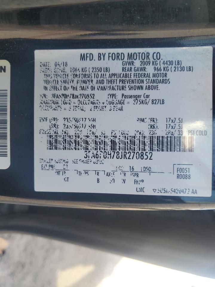 3FA6P0H78JR270852 2018 Ford Fusion Se