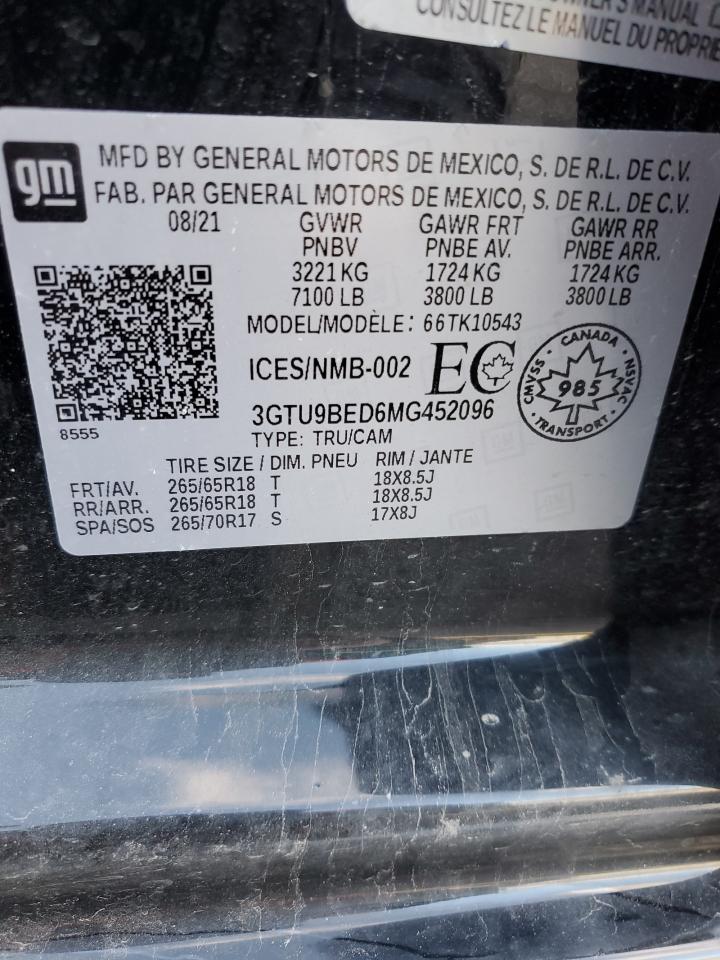 2021 GMC Sierra K1500 Sle VIN: 3GTU9BED6MG452096 Lot: 80617494