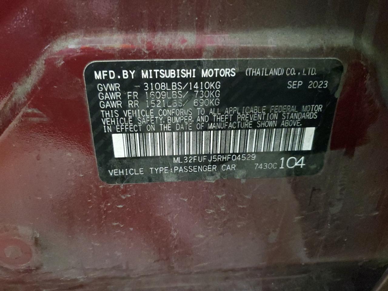 2024 Mitsubishi Mirage G4 Es VIN: ML32FUFJ5RHF04529 Lot: 82326394