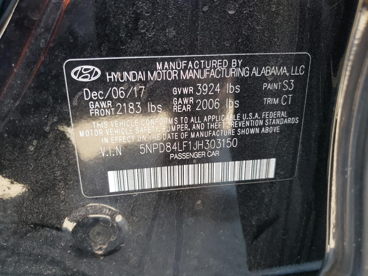 5NPD84LF1JH303150 2018 Hyundai Elantra Sel