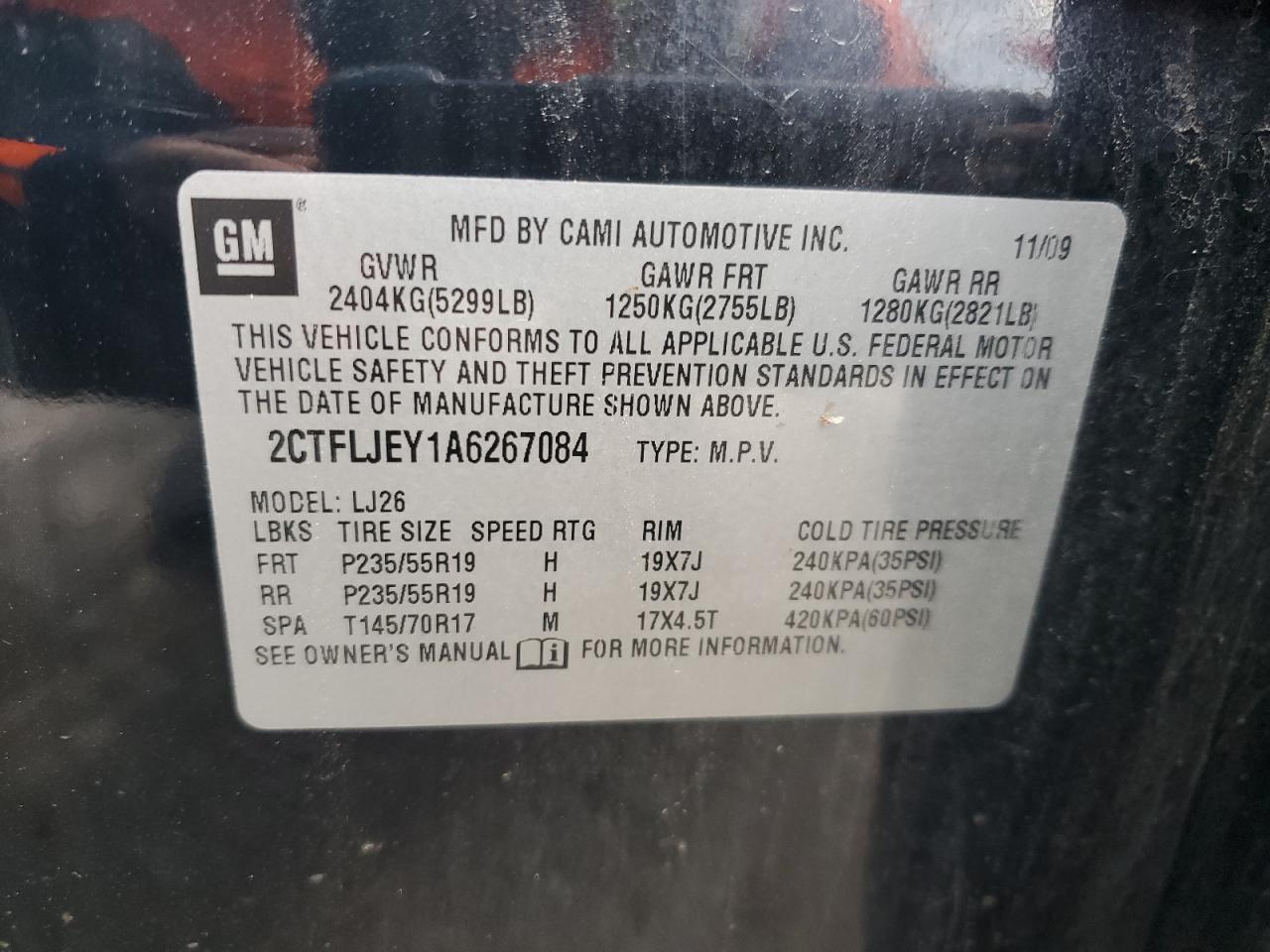 2CTFLJEY1A6267084 2010 GMC Terrain Slt