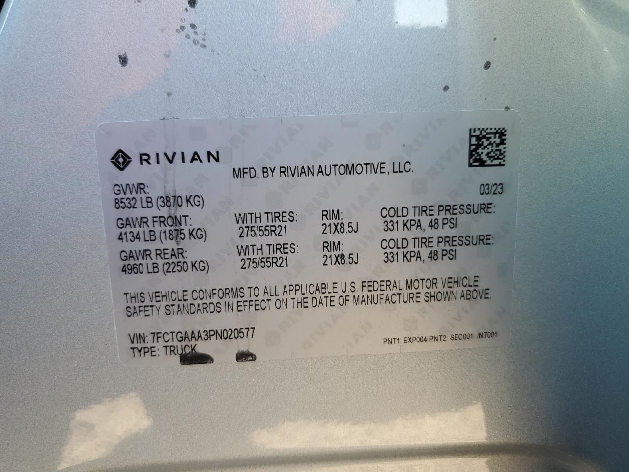 7FCTGAAA3PN020577 2023 Rivian R1T Adventure