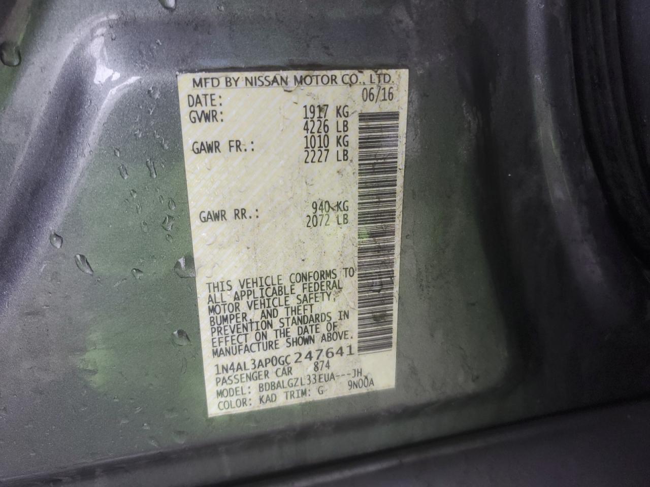 1N4AL3AP0GC247641 2016 Nissan Altima 2.5