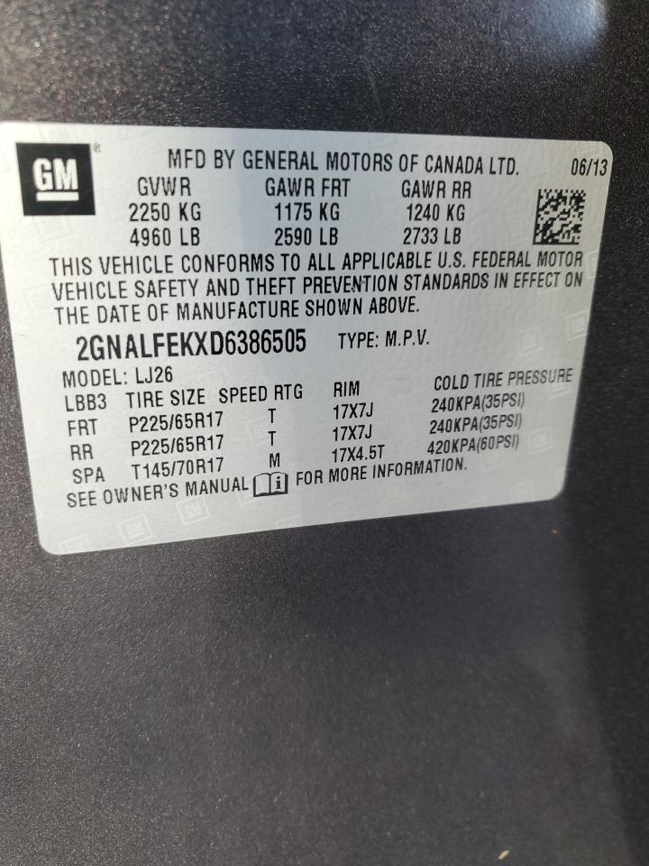 2GNALFEKXD6386505 2013 Chevrolet Equinox Ltz