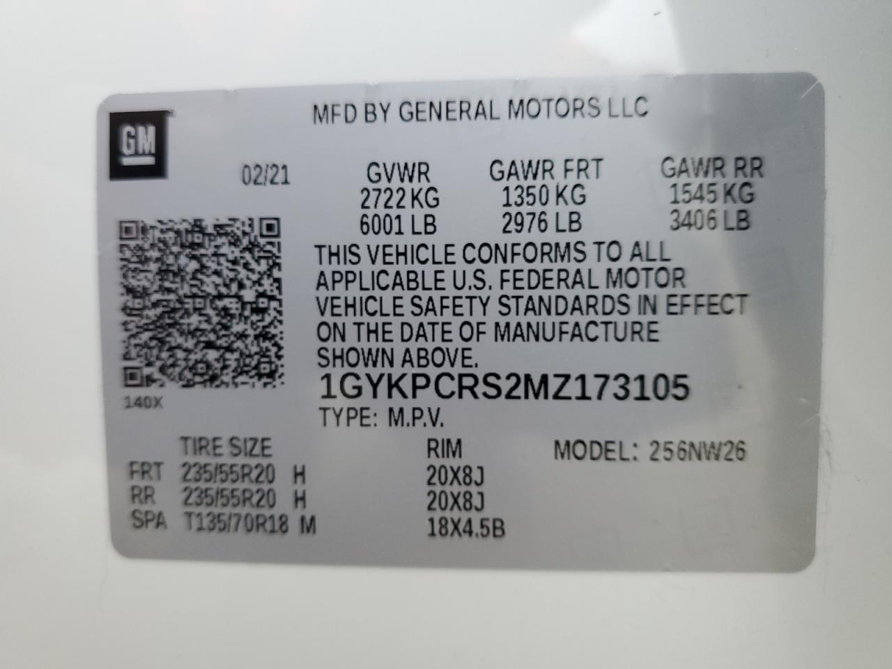 2021 Cadillac Xt6 Premium Luxury VIN: 1GYKPCRS2MZ173105 Lot: 83954854