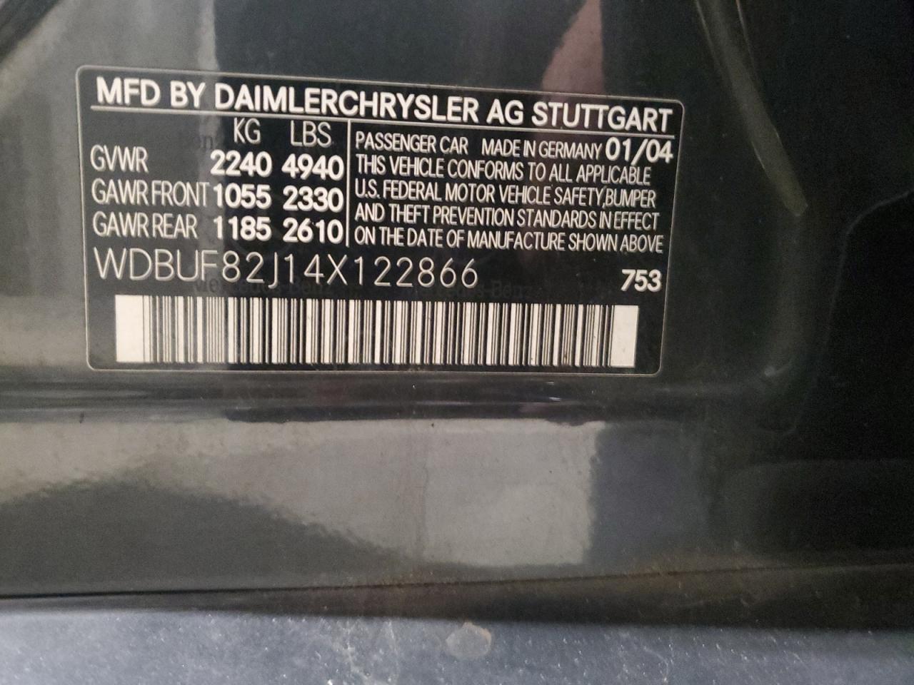 WDBUF82J14X122866 2004 Mercedes-Benz E 320 4Matic