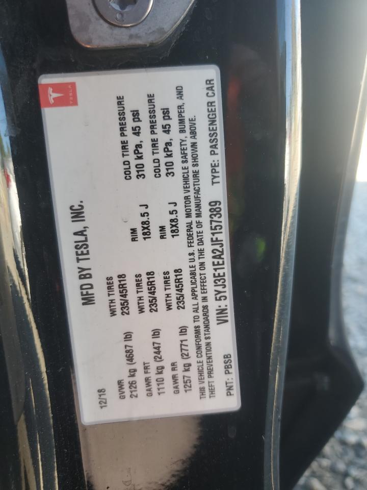 5YJ3E1EA2JF157389 2018 Tesla Model 3