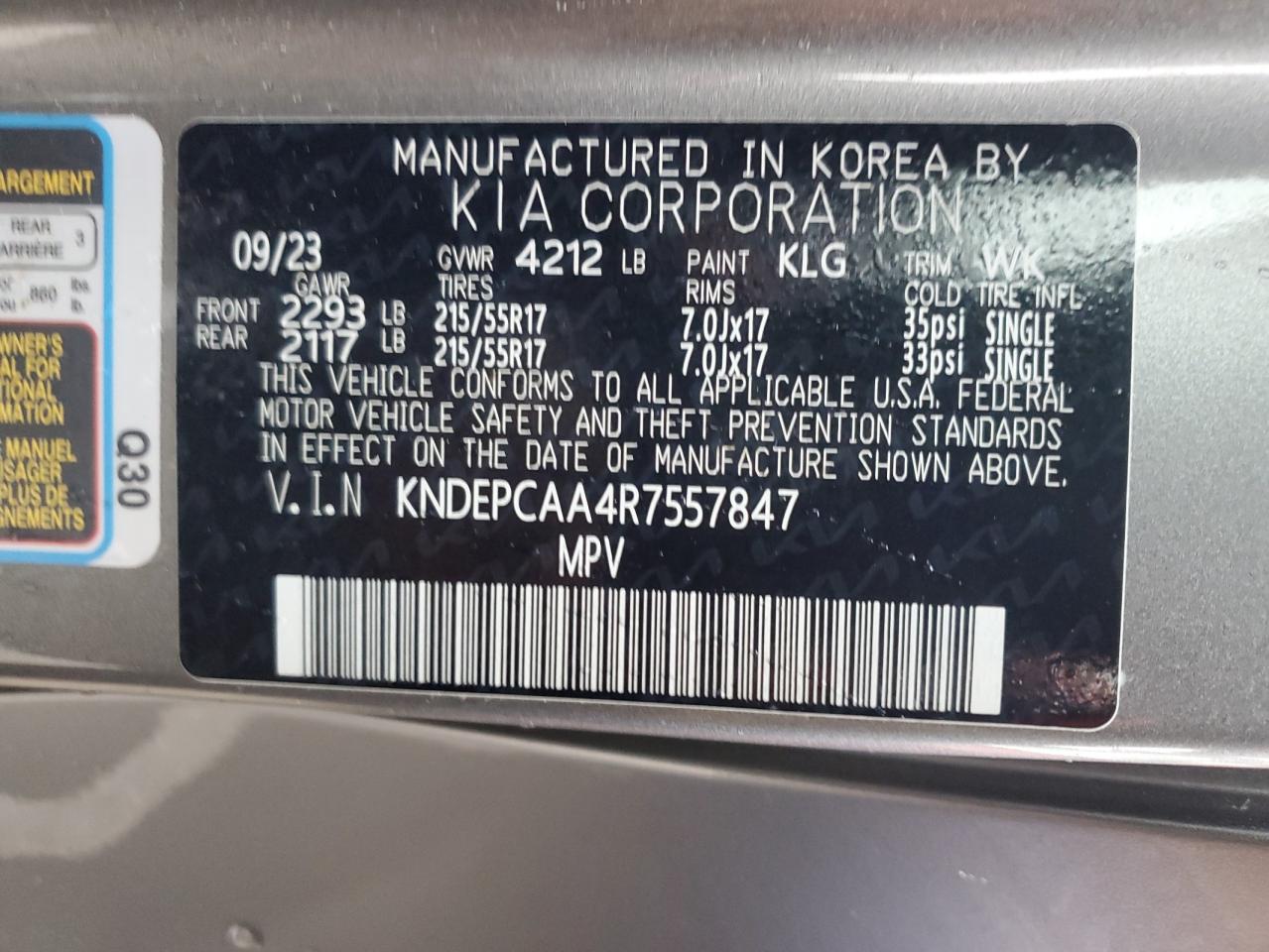 2024 Kia Seltos Lx VIN: KNDEPCAA4R7557847 Lot: 86812684