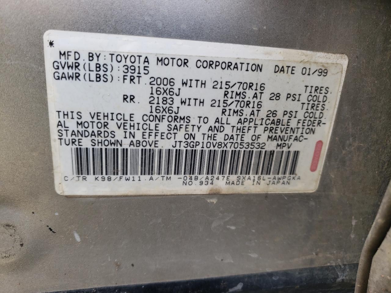 JT3GP10V8X7053532 1999 Toyota Rav4