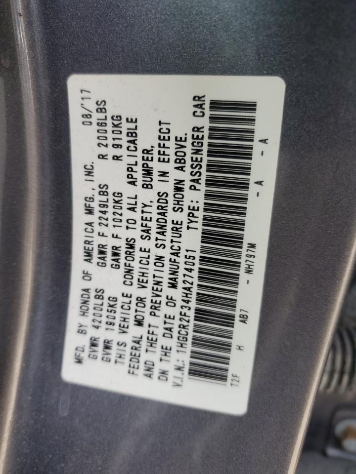 1HGCR2F34HA274051 2017 Honda Accord Lx