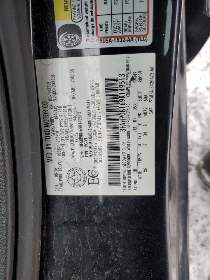 3FAHP08169R149513 2009 Ford Fusion Sel