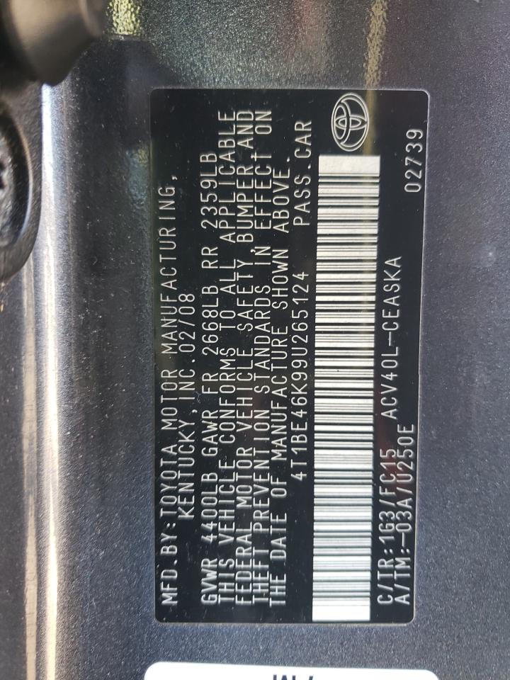 4T1BE46K99U265124 2009 Toyota Camry Base