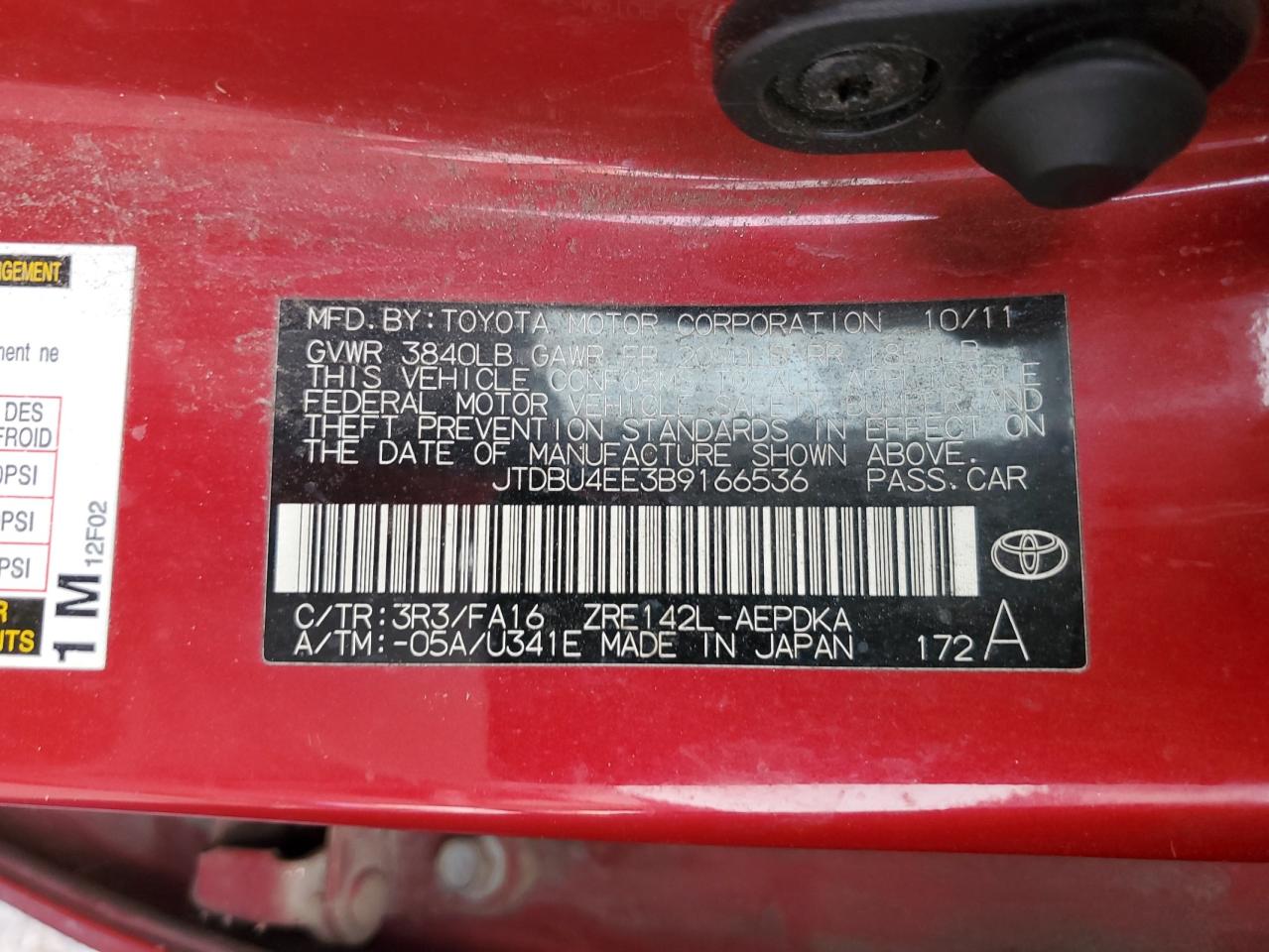 JTDBU4EE3B9166536 2011 Toyota Corolla Base