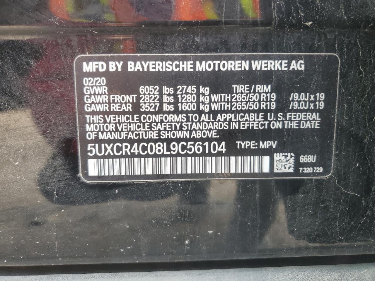 5UXCR4C08L9C56104 2020 BMW X5 Sdrive 40I