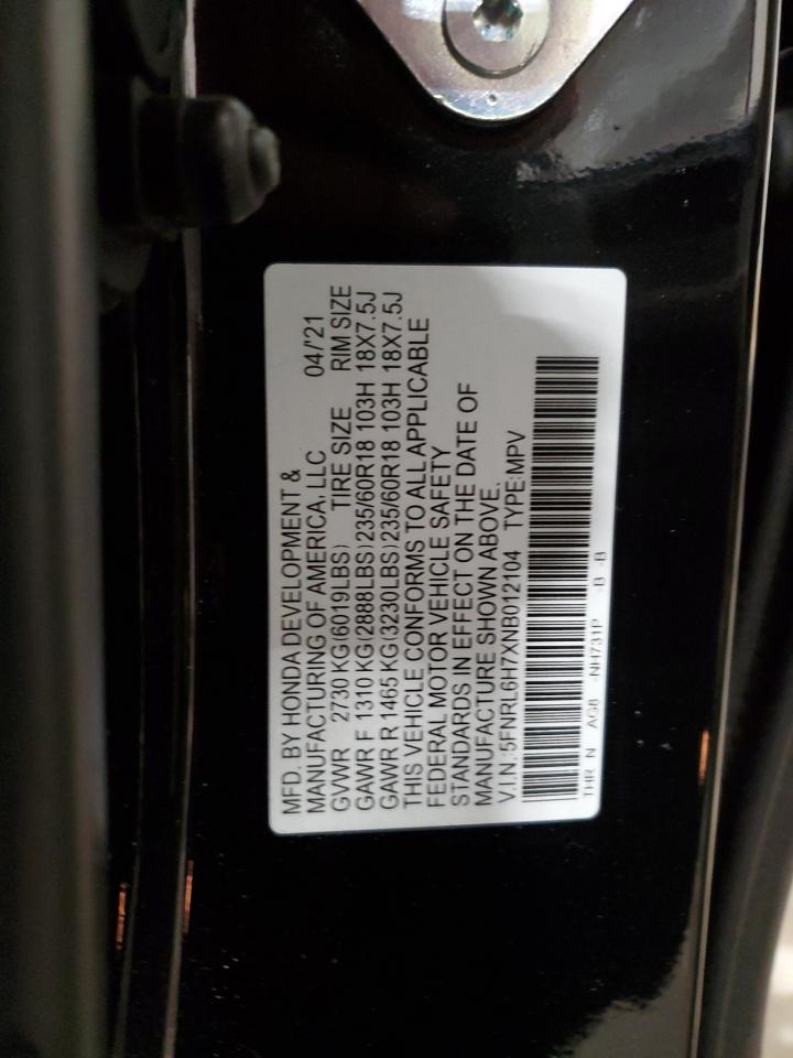 2022 Honda Odyssey Exl VIN: 5FNRL6H7XNB012104 Lot: 85414964