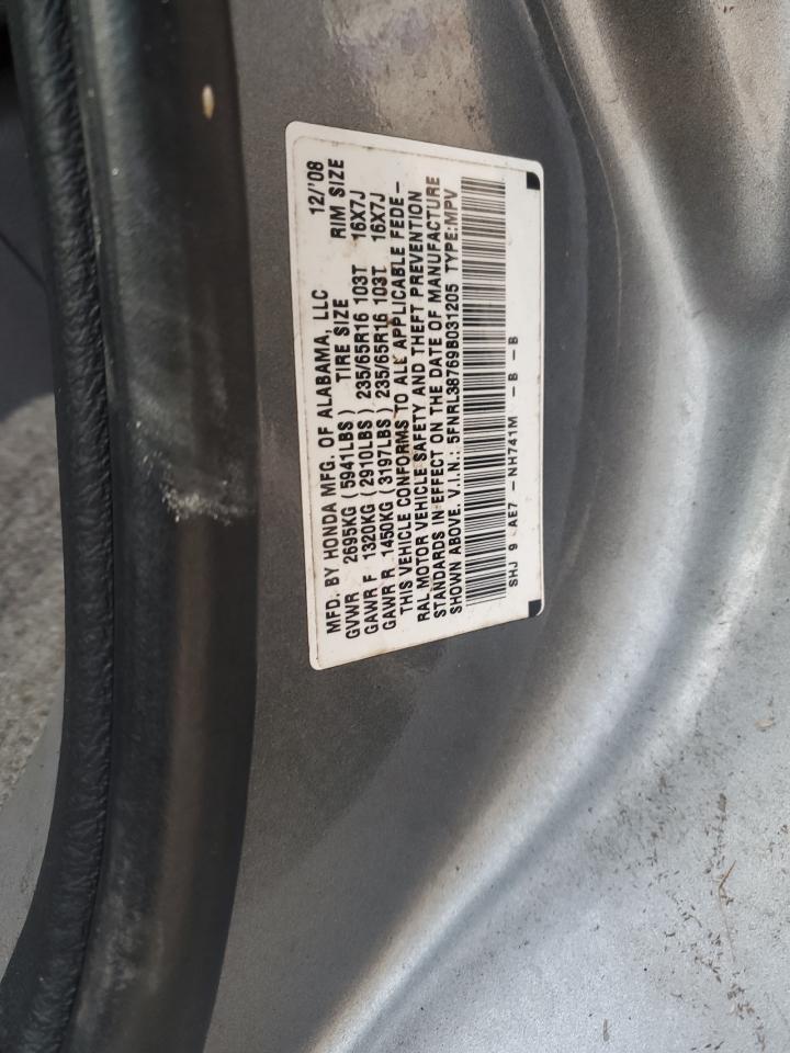 5FNRL38769B031205 2009 Honda Odyssey Exl