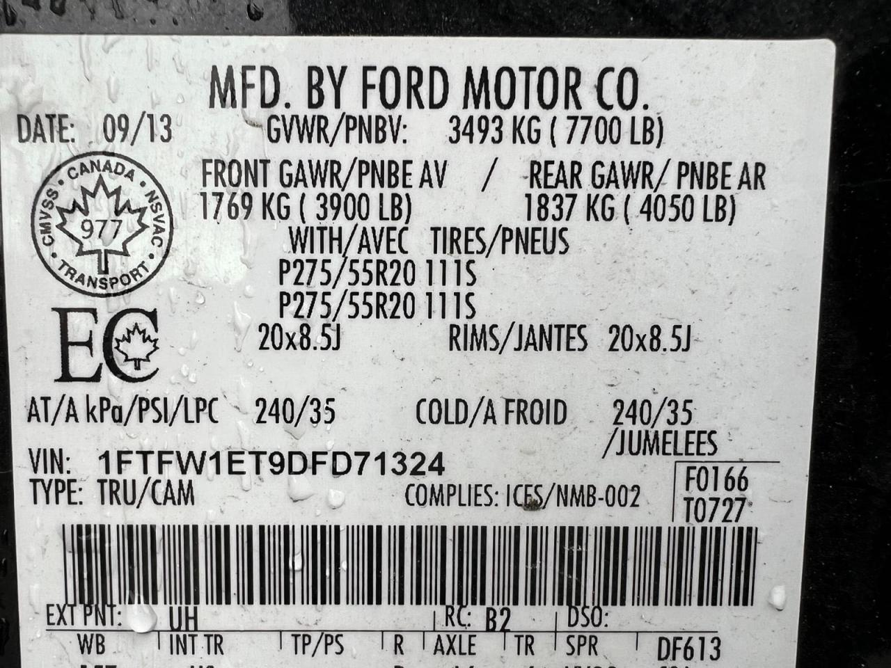 1FTFW1ET9DFD71324 2013 Ford F150 Supercrew