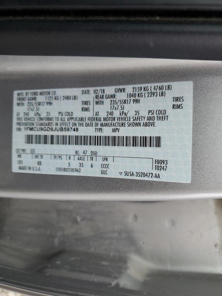 1FMCU9GD9JUB59748 2018 Ford Escape Se