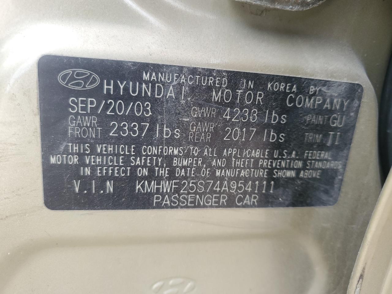 KMHWF25S74A954111 2004 Hyundai Sonata Gl