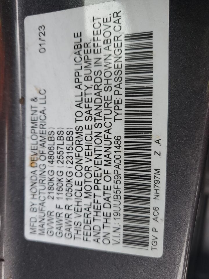 19UUB5F59PA001486 2023 Acura Tlx Tech A