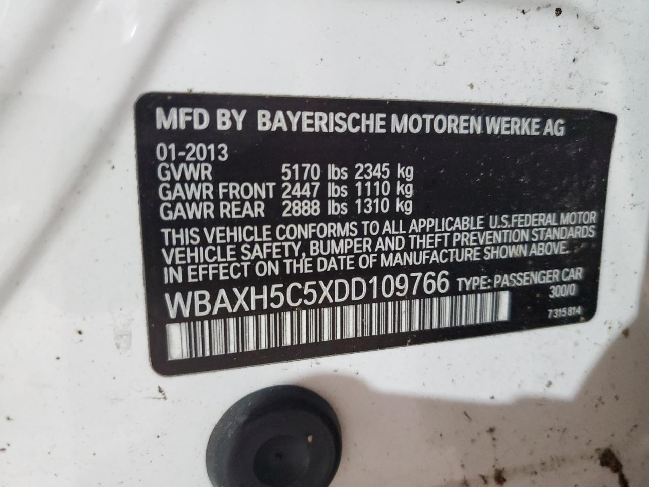 WBAXH5C5XDD109766 2013 BMW 528 Xi