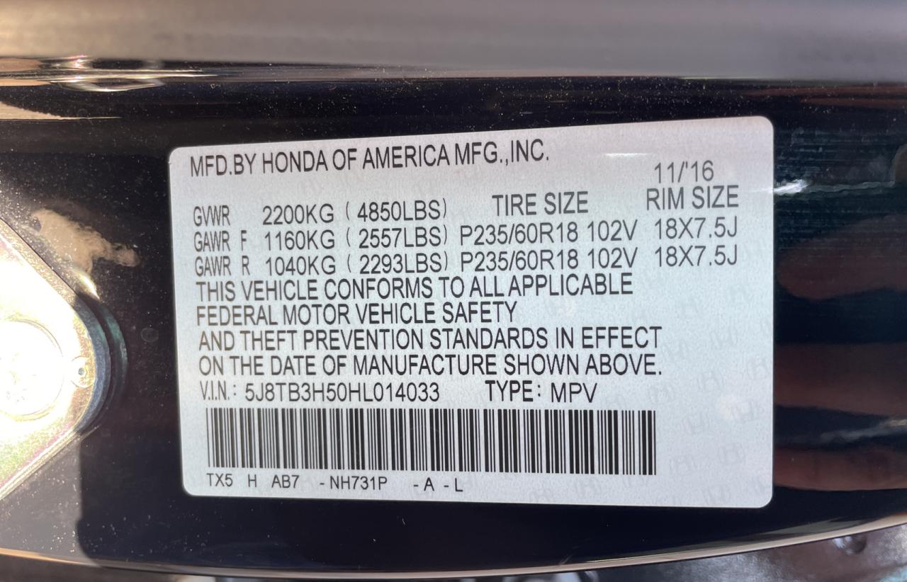 5J8TB3H50HL014033 2017 Acura Rdx Technology