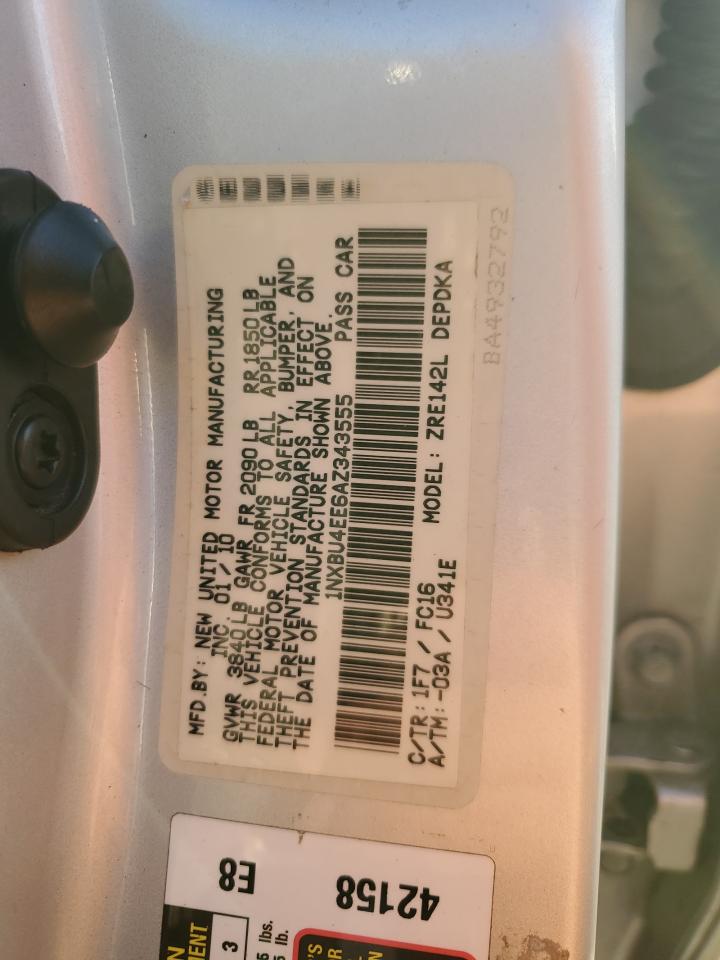 2010 Toyota Corolla Base VIN: 1NXBU4EE6AZ343555 Lot: 86799424