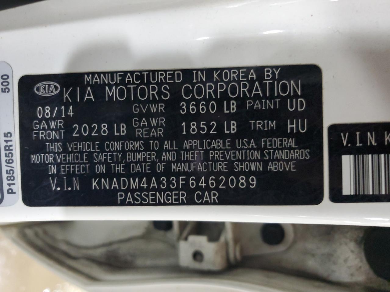 2015 Kia Rio Lx VIN: KNADM4A33F6462089 Lot: 86250684