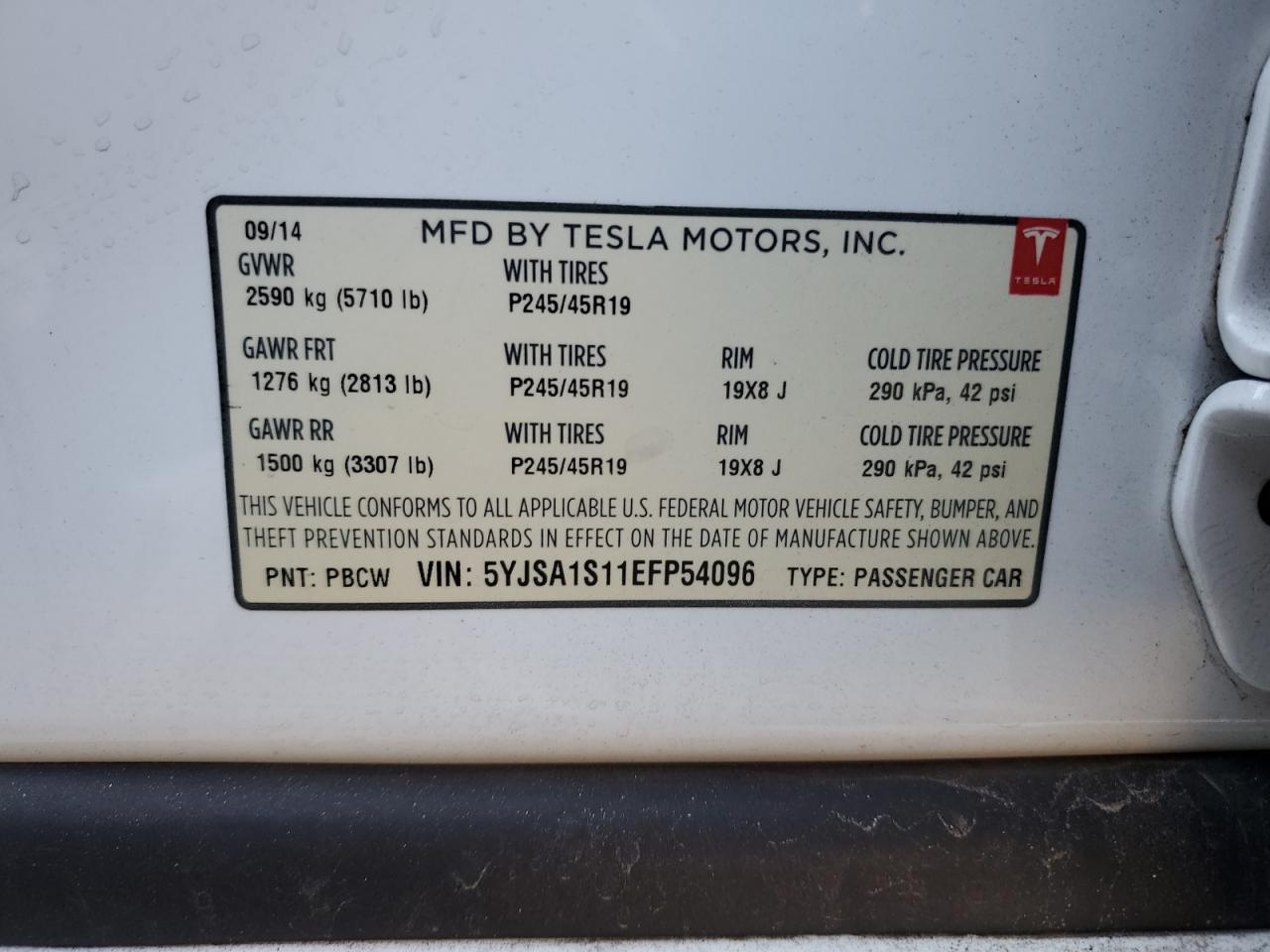 5YJSA1S11EFP54096 2014 Tesla Model S