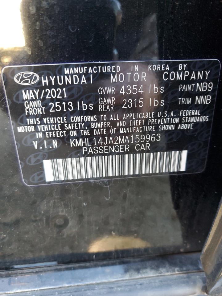 2021 Hyundai Sonata Sel VIN: KMHL14JA2MA159963 Lot: 84861014