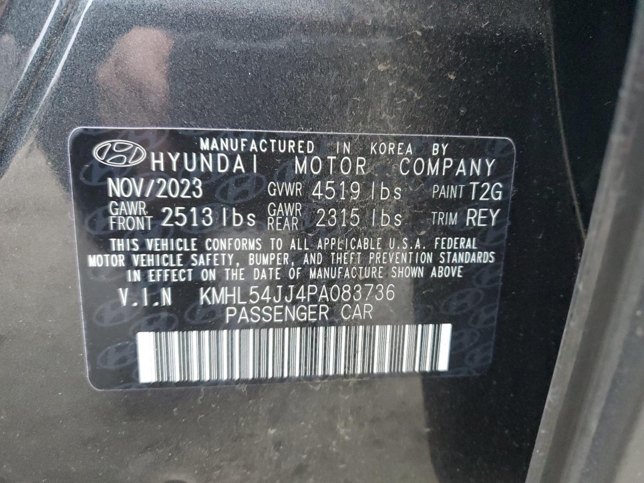 2023 Hyundai Sonata Hybrid VIN: KMHL54JJ4PA083736 Lot: 83812914