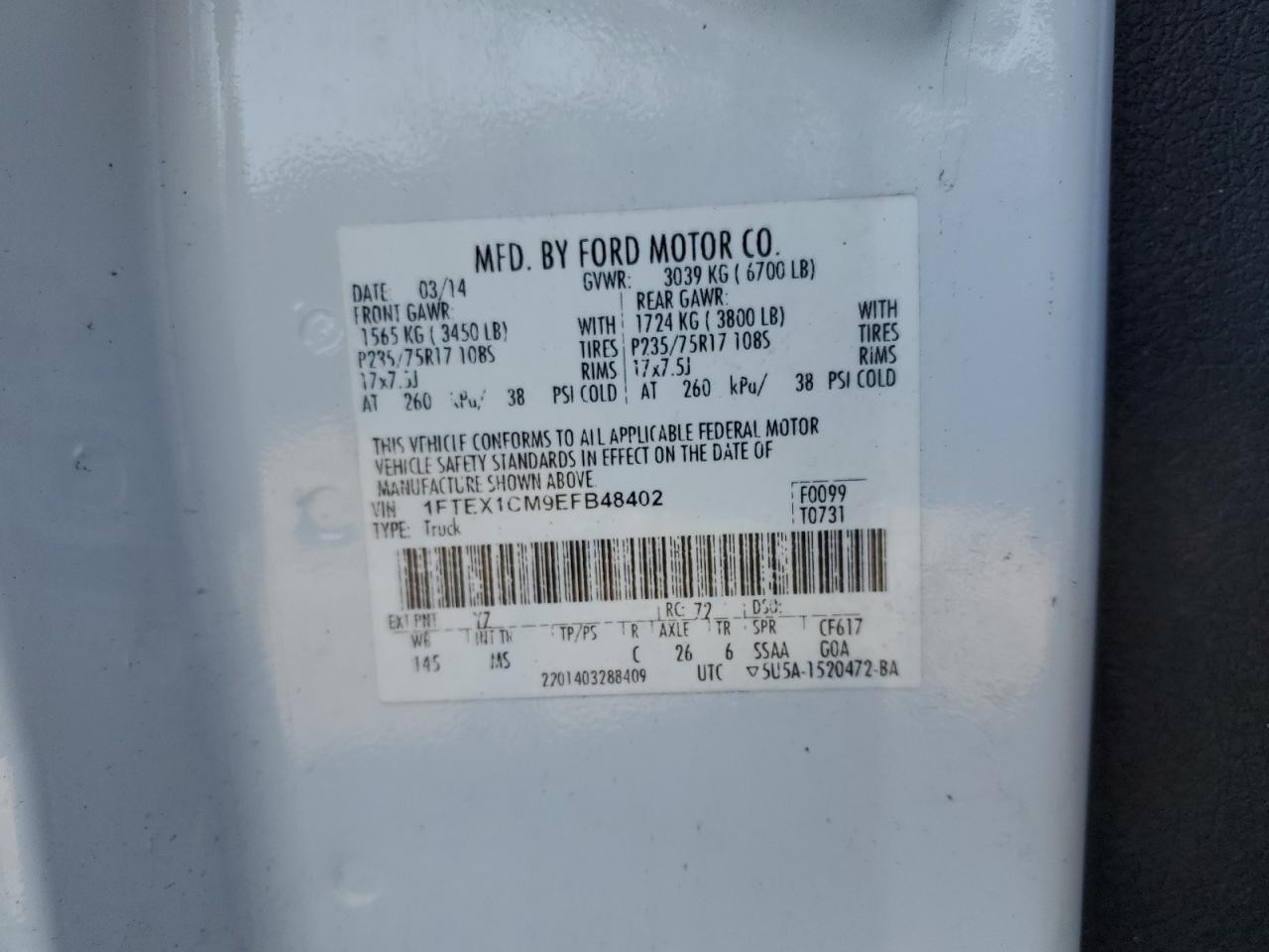 1FTEX1CM9EFB48402 2014 Ford F150 Super Cab