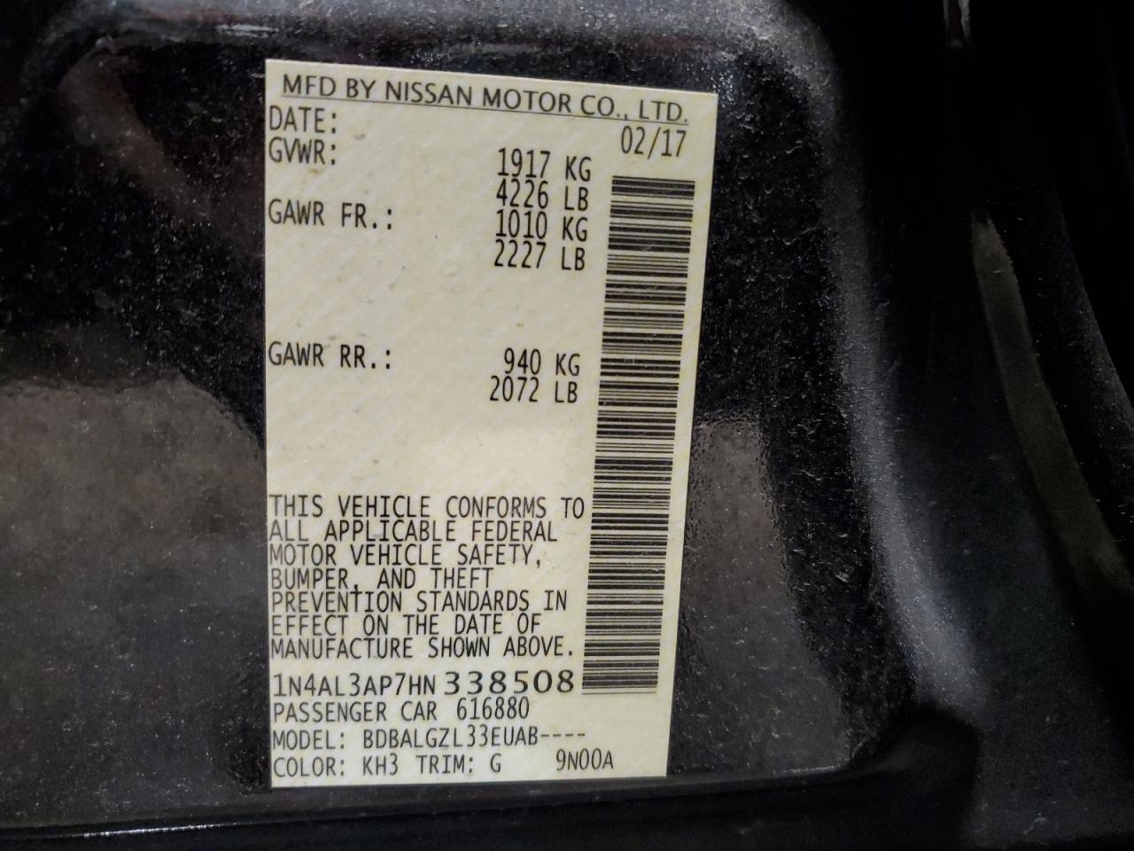 1N4AL3AP7HN338508 2017 Nissan Altima 2.5