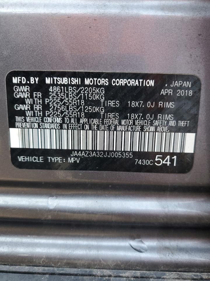 2018 Mitsubishi Outlander Se VIN: JA4AZ3A32JJ005355 Lot: 86780554