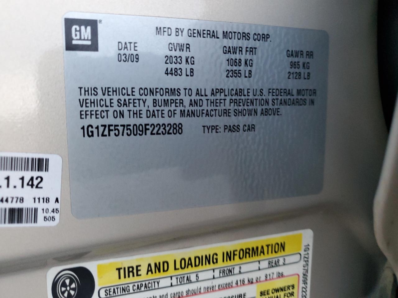 1G1ZF57509F223288 2009 Chevrolet Malibu Hybrid