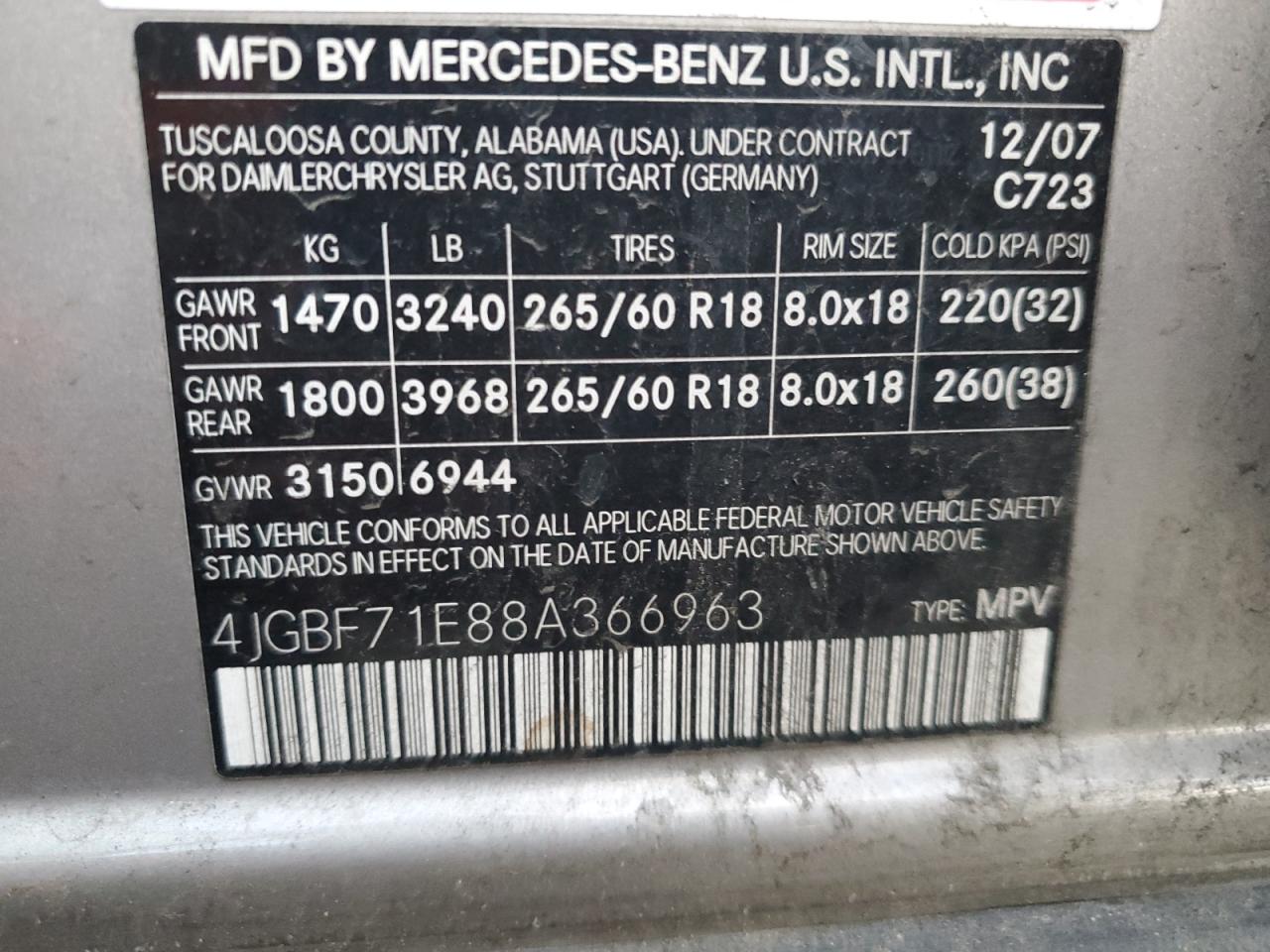 2008 Mercedes-Benz Gl 450 4Matic VIN: 4JGBF71E88A366963 Lot: 85662894