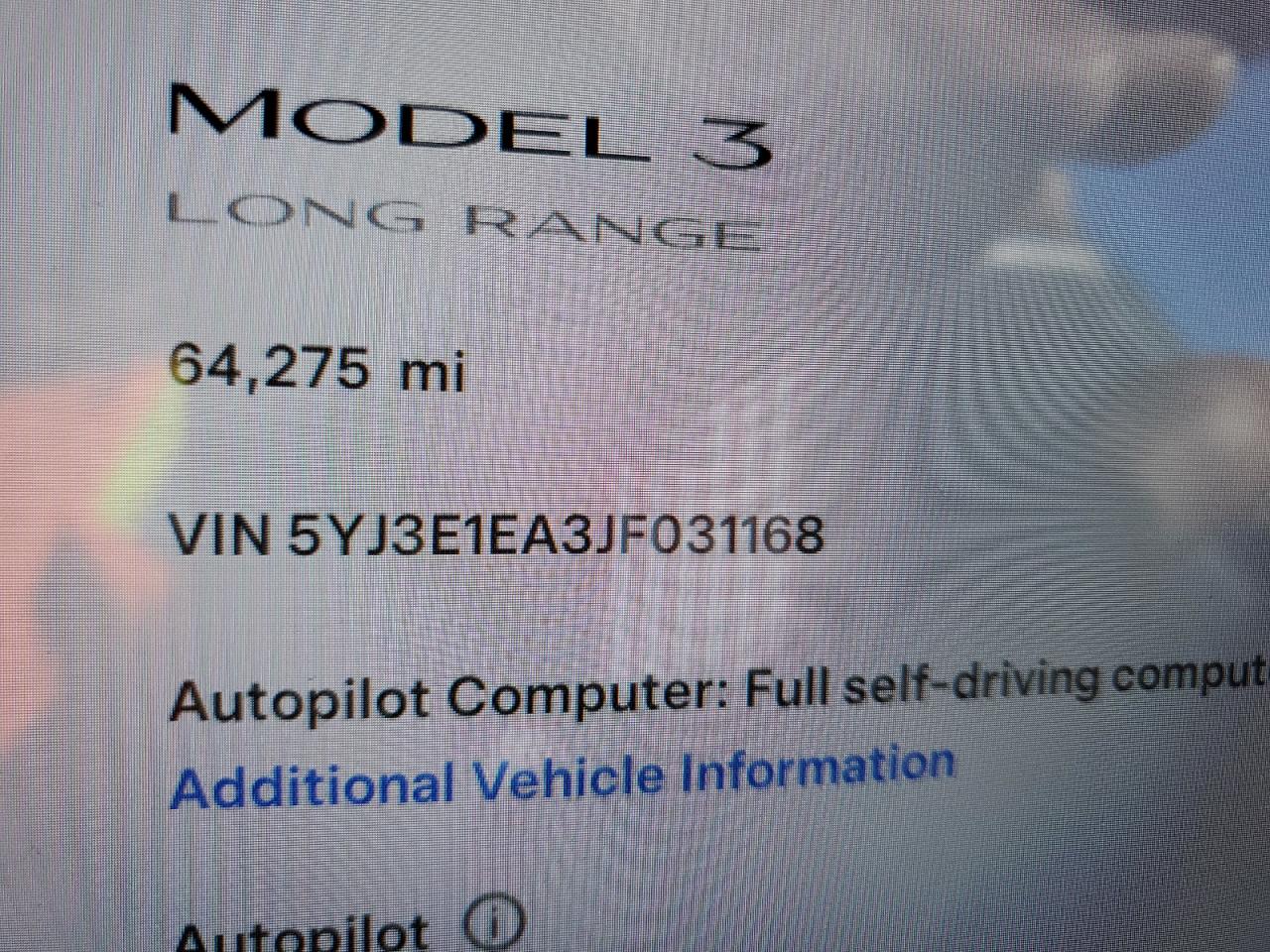 2018 Tesla Model 3 VIN: 5YJ3E1EA3JF031168 Lot: 87063774