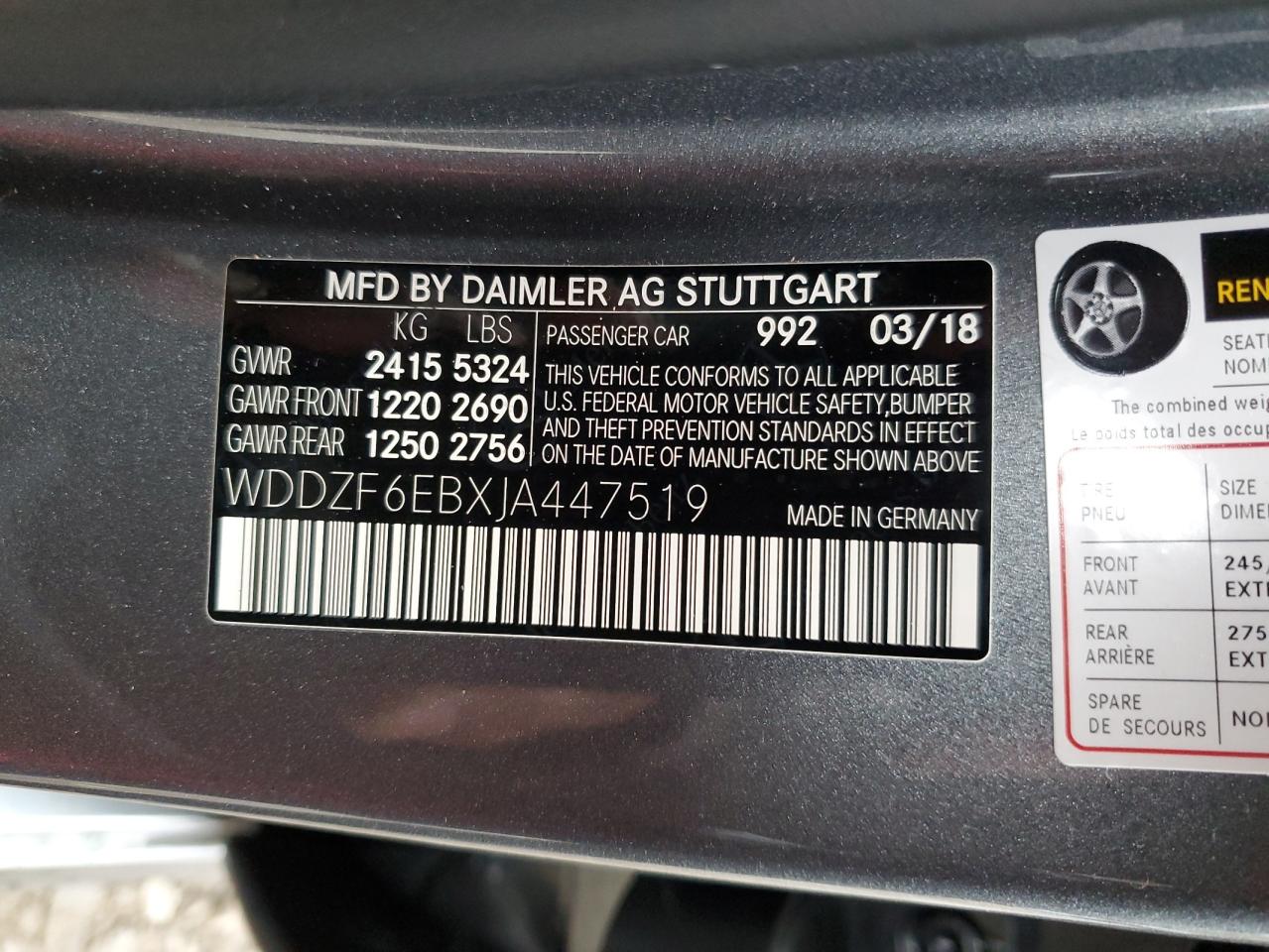 2018 Mercedes-Benz E 43 4Matic Amg VIN: WDDZF6EBXJA447519 Lot: 86253784