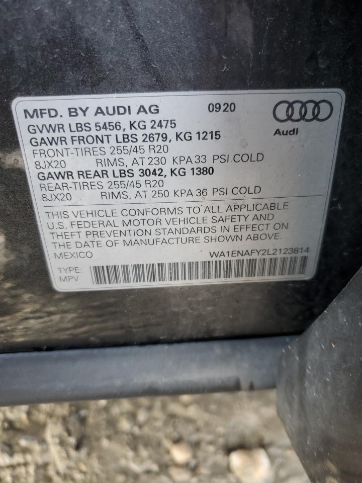 2020 Audi Q5 Titanium Premium Plus VIN: WA1ENAFY2L2123814 Lot: 86798024