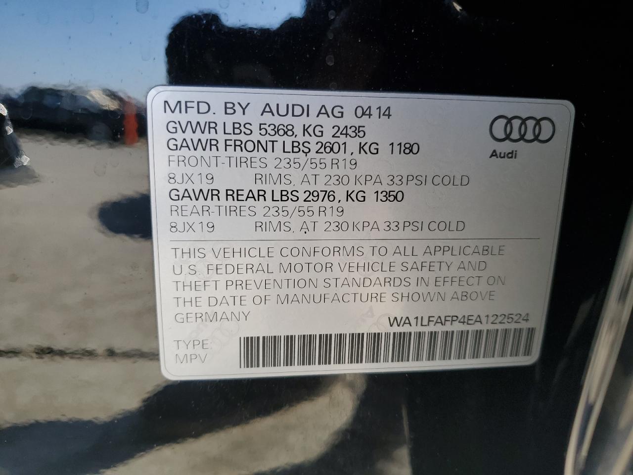 2014 Audi Q5 Premium Plus VIN: WA1LFAFP4EA122524 Lot: 83111884