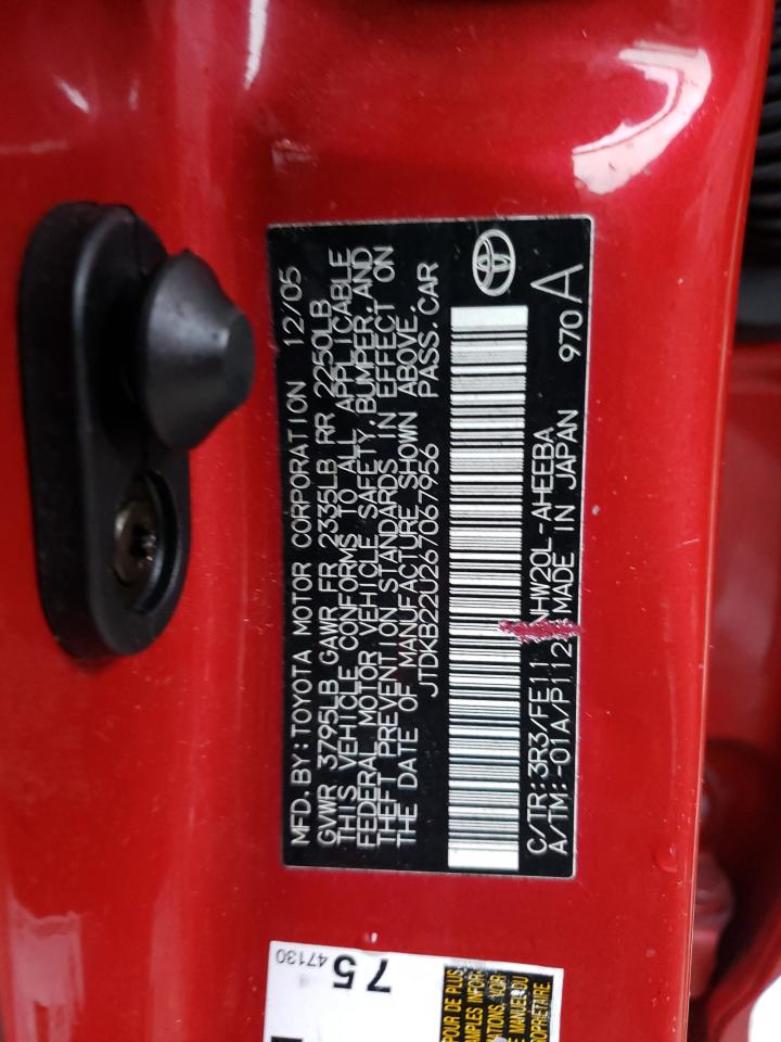 JTDKB22U267067956 2006 Toyota Prius