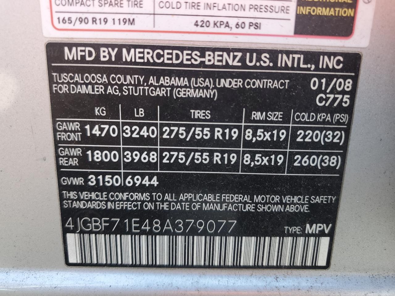 2008 Mercedes-Benz Gl 450 4Matic VIN: 4JGBF71E48A379077 Lot: 83083544