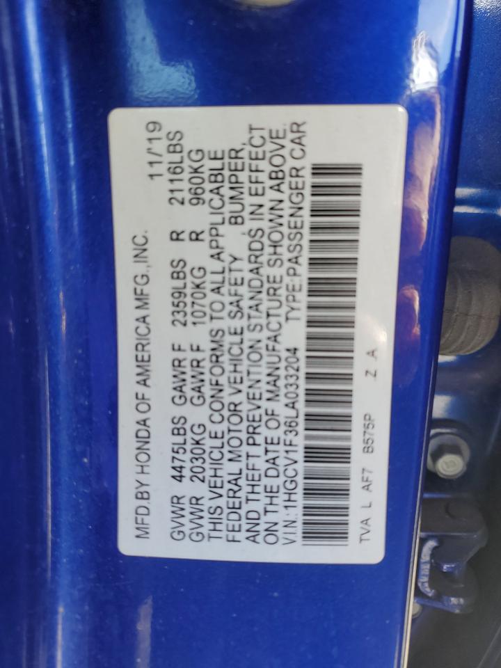 1HGCV1F36LA033204 2020 Honda Accord Sport