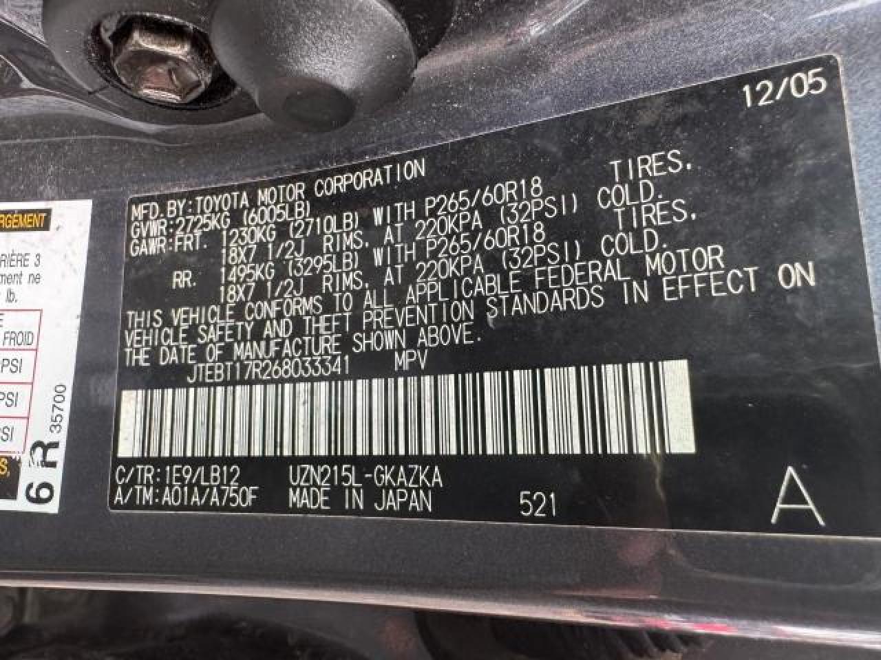 JTEBT17R268033341 2006 Toyota 4Runner Limited